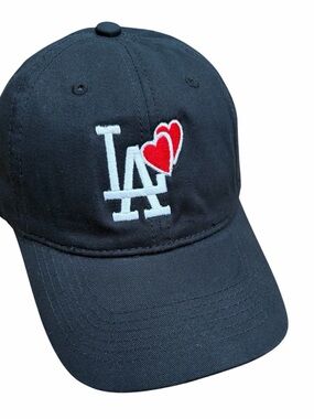 LA Heart Embroidered Black Baseball Cap